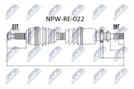 ПІВВІСЬ | RENAULT KANGOO 1.5DCI,1.6 08- /ПРАВ/ NTY NPWRE022