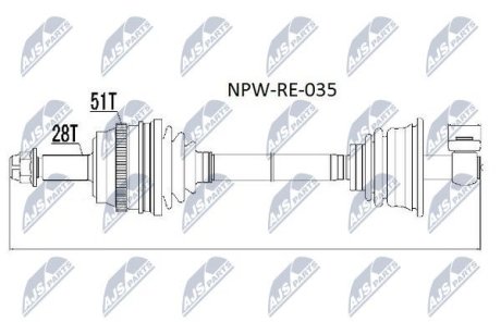 ПІВВІСЬ | RENAULT MASTER II 2.2DCI 00- /GEAR BOX PK5/PF1/ /ЛІВ/ NTY NPWRE035 (фото 1)