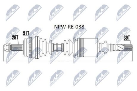 Піввісь передня права NTY NPWRE038