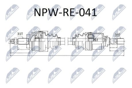 ПІВВІСЬ | RENAULT MASTER FWD 2.3DCI 11-, OPEL MOVANO 2.3CDTI 11-, NISSAN NV400 2.3DCI 11- /ЛІВ/ NTY NPWRE041