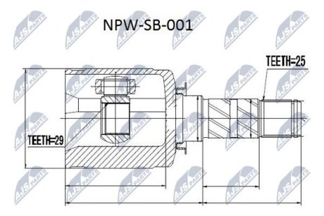 ШАРНІР РІВНИХ КУТОВИХ ШВИДКОСТЕЙ | SUBARU B9 TRIBECA W10 04-, LEGACY 09- NTY NPWSB001