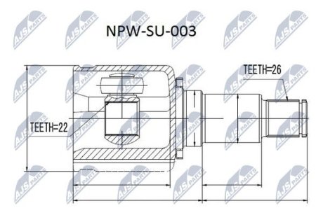 ШАРНІР РІВНИХ КУТОВИХ ШВИДКОСТЕЙ | SUZUKI GRAND VITARA JB416/420/627 05- /ПРАВ/ NTY NPWSU003