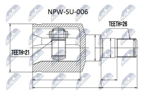 ШАРНІР РІВНИХ КУТОВИХ ШВИДКОСТЕЙ | SUZUKI LIANA RH413/416/418 01-08 /ЛІВ/ NTY NPWSU006