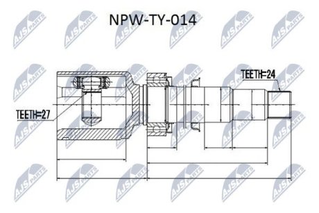 ШАРНІР РІВНИХ КУТОВИХ ШВИДКОСТЕЙ | TOYOTA CAMRY 3.5 06-, HIGHLANDER 07-, LEXUS ES350 06- /ПРАВ/ NTY NPWTY014