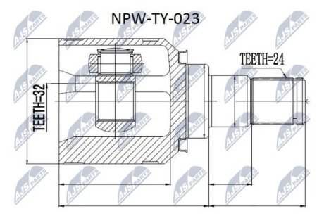 ШАРНІР РІВНИХ КУТОВИХ ШВИДКОСТЕЙ | TOYOTA AVENSIS CDT220 2.0 D-4D 99-03 /ЛІВ/ NTY NPWTY023