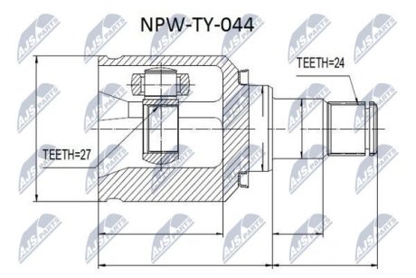 ШАРНІР РІВНИХ КУТОВИХ ШВИДКОСТЕЙ | TOYOTA AVENSIS ADT251 2.2D-4D 05-, COROLLA 2.0D 06-13, COROLLA VERSO 2.2D 04-, AURIS 2.0D,2.2D 06-12, VERSO 2.2D 09- /ЛІВ/ NTY NPWTY044 (фото 1)