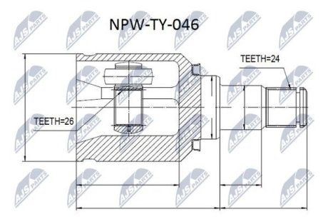 ШАРНІР РІВНИХ КУТОВИХ ШВИДКОСТЕЙ | TOYOTA CAMRY 2.4 /ATM/, AVALON 3.0 V6 06- /ЛІВ/ NTY NPWTY046