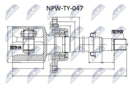 ШАРНІР РІВНИХ КУТОВИХ ШВИДКОСТЕЙ | TOYOTA AVENSIS ZZT221 1.8 00-12.2002 /ПРАВ/ NTY NPWTY047