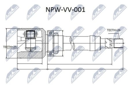 ШАРНІР РІВНИХ КУТОВИХ ШВИДКОСТЕЙ | VOLVO 850, C70/S70/V70 93-98 /ПРАВ/ NTY NPWVV001