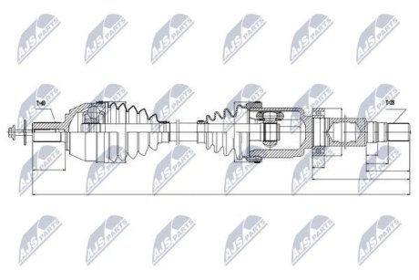 ПІВВІСЬ | VOLVO S60II/V60 D3/D4/D5 10-16, S80II 2.0D D3/D4 10-12, 2.4D/D5 07-, 2.5T,3.2V6 06-, V70 III 2.0D,2.4D D3/D5, 2.5T,3.2V6 07-16 /ПЕРЕД,ПРАВ/ NTY NPWVV024