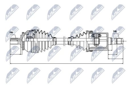 ПІВВІСЬ | VOLVO ENG. 2.0T,2.3T5,2.4,2.4D5,2.4T,2.4T5,2.5T,T5 S60 00-10, V70II 00-07, XC70 2.4T 00-02 /ATM,ЛІВ/ NTY NPWVV045