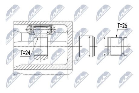 ШАРНІР РІВНИХ КУТОВИХ ШВИДКОСТЕЙ | VOLVO V40 1.6T/1.6D T3/T4/D2 12-17 /ЛІВ,ATM/ NTY NPWVV093 (фото 1)