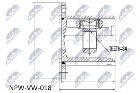 ШАРНІР РІВНИХ КУТОВИХ ШВИДКОСТЕЙ | VW -DSG GEAR BOX- PASSAT, GOLF, TOURAN, CADDY, AUDI A3/A4, SKODA OCTAVIA NTY NPWVW018 (фото 1)