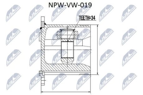 ШАРНІР РІВНИХ КУТОВИХ ШВИДКОСТЕЙ | VW SHARAN 00-03, FORD GALAXY 00-03, SEAT ALHAMBRA 00-03 NTY NPWVW019