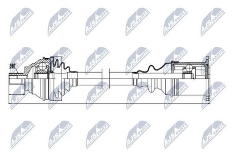 ПІВВІСЬ | VW GOLF V/VI 1.9/2.0TDI 03-, PASSAT 1.9TD, 2.0TDI, 3.2FSI 05-, CADDY 04-, TOURAN 03-, JETTA 05-, CC 11-, SKODA OCTAVIA 1.9/2.0TDI 04, SUPERB 2.0TDI 08-, AUDI A3 1.9/2.0TDI 03- /ЛІВ NTY NPWVW039