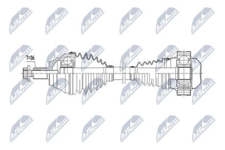 ПІВВІСЬ | VW GOLF VII 1.4TSI 14-, GOLF SPORTSVAN 1.4TSI 14-, SKODA OCTAVIA III 1.4TSI,1.8TSI 13-, AUDI A3 1.8TSI 12-, SEAT LEON 1.4TSI,1.8TSI 12- /ЛІВ/ NTY NPWVW063