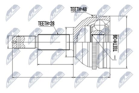 ШАРНІР РІВНИХ КУТОВИХ ШВИДКОСТЕЙ | FORD TRANSIT 2.0DI/TDCI 03-06 /+ABS=48T/ NTY NPZFR035