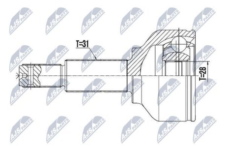 ШАРНІР РІВНИХ КУТОВИХ ШВИДКОСТЕЙ | FORD TRANSIT 2.2TDCI 12-, TRANSIT CUSTOM 2.2TDCI 13- /MODEL 310/ NTY NPZFR052 (фото 1)