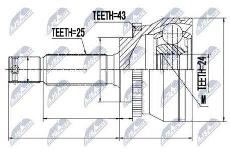 ШАРНІР РІВНИХ КУТОВИХ ШВИДКОСТЕЙ | MITSUBISHI GALANT 2.0I 92-03, 2.0TD 92-03 /+ABS=43T/ NTY NPZMS023