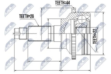 ШАРНІР РІВНИХ КУТОВИХ ШВИДКОСТЕЙ | MAZDA 626 GF 1.8I 16V 97-, XEDOS-6 1.6 92- /+ABS=44T/ NTY NPZMZ031