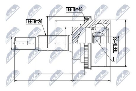 ШАРНІР РІВНИХ КУТОВИХ ШВИДКОСТЕЙ | TOYOTA HIGHLANDER 00-07, LEXUS RX300/330/350 03-08 /ЗАД/ NTY NPZTY075