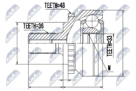 ШАРНИР РАВНЫХ УГЛОВЫХ СКОРОСТЕЙ NTY NPZ-VV-012
