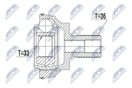 ШАРНІР РІВНИХ КУТОВИХ ШВИДКОСТЕЙ | VW 4MOTION GOLF V/VI/VII, PASSAT 05-, TIGUAN 07-, AUDI A3 QUATTRO 04-, Q3 QUATTRO 11-, SKODA OCTAVIA II 4X4 04-, SEAT ALTEA XL 4X4 07- /ЗАД,Л/П/ NTY NPZVW043 (фото 1)