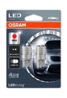 Лампа W21W; LED Retrofits 12 V W21W (T20 SC) Red OSRAM 7705R02B