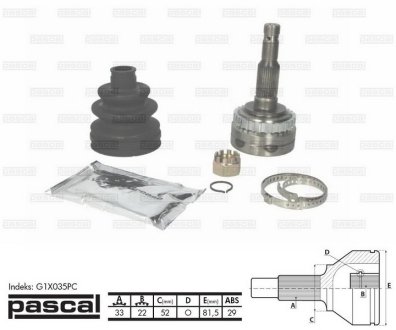 ШРУС внешн. PASCAL G1X035PC