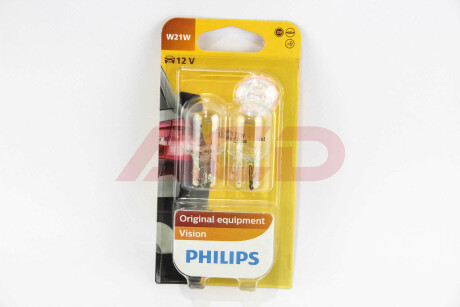 Лампа розжарювання W21W 12V W3x16q 2шт bliste VISION PHILIPS 12065B2