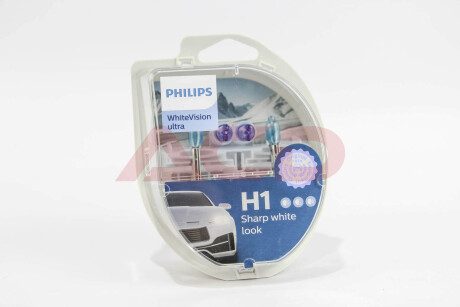 Лампа розжарювання H1 + W5W WhiteVision ultra 12V 55W P14,5s (+60) (3700K) компл. PHILIPS 12258WVUSM