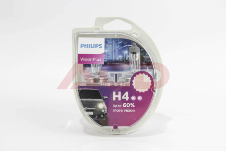 Автолампа VisionPlus H4 P43t-38 55 W 60 W прозрачная PHILIPS 12342VPS2