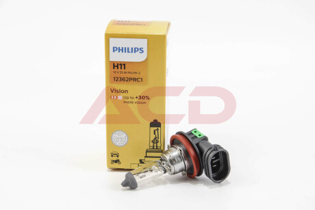 Лампа розжарювання H11 12V 55W PGJ19-2 Vision +30 PHILIPS 12362PRC1