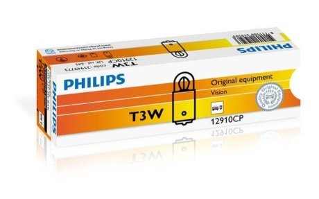 Автолампа Vision T3W BA9s 3 W прозрачная PHILIPS 12910CP