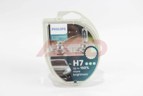 Лампа розжарювання H7 X-tremeVision Pro150 +150 12V 55W PX26d (комплект) PHILIPS 12972XVPS2