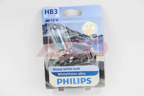 Автолампа HB3 B1 12V 60W P20d WhiteVision ultra +60% (3800K) (1 шт. в блістері) PHILIPS 9005WVUB1 (фото 1)