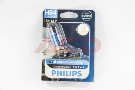 Лампа розжарювання HB4 12V 55W P22d Diamond Vision 1шт blister 5000K PHILIPS 9006DVB1