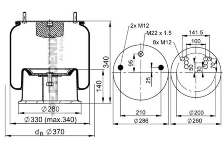 Кожух пневматической рессоры PHOENIX 1D 28 A-13