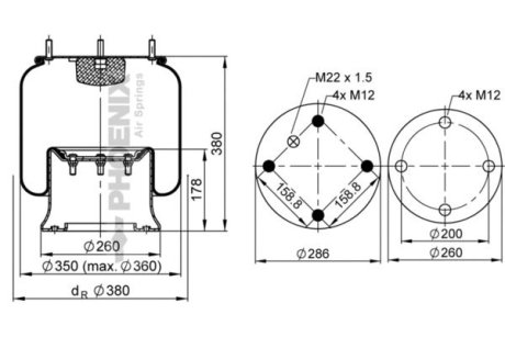 Кожух пневматической рессоры PHOENIX 1 D 28 B-2