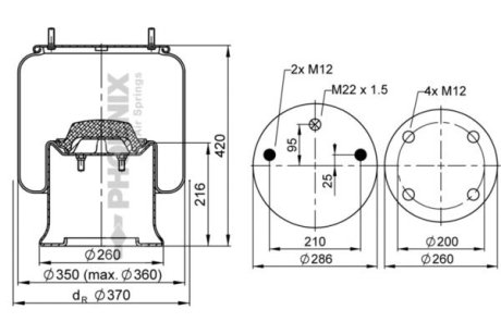 Кожух пневматической рессоры PHOENIX 1 D 28 D-10
