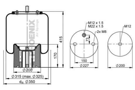 Кожух пневматической рессоры PHOENIX 1 DK 23 L-1