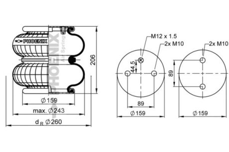 Кожух пневматической рессоры PHOENIX SP 2 B 12 R-5
