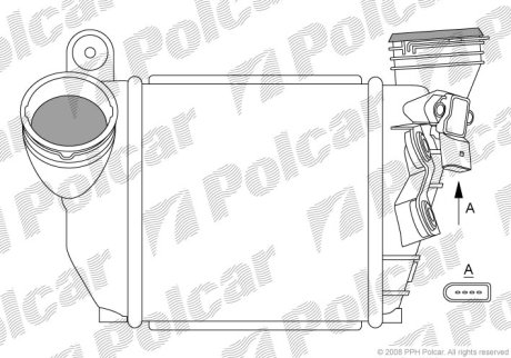 Радiатор iнтеркулера VW Golf/Bora/Skoda Octavia/Seat Leon 1.9TDI 00-10 Polcar 1323J8-5 (фото 1)