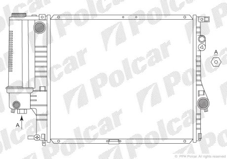 Радіатор основний BMW E39 520/523/528 96-00 Polcar 201608-3 (фото 1)