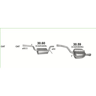 Глушник вихлопних газів 30.59ALU KOСCOWY VW PASSAT 1.6FSI 05-08 POLMO POLMOSTROW 3059 (фото 1)