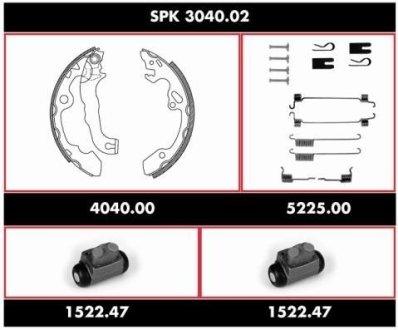 Комплект тормозов, барабанный тормозной механизм REMSA SPK3040.02