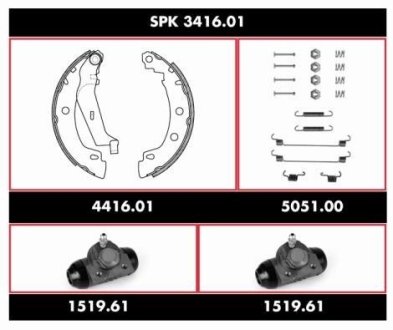 Комплект тормозов, барабанный тормозной механизм REMSA SPK 3416.01