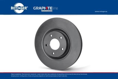 Диск гальмівний передн. з графітовим покриттям ROTINGER RT2005GL