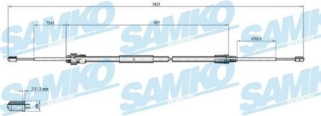 Трос ручного гальма.r. P207 bкbny /L,P/ 1796/945 SAMKO C0002B