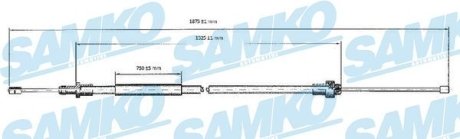 Трос ручного гальма.r. BERLINGO PARTNER 1850/1410 /P/ SAMKO C0092B